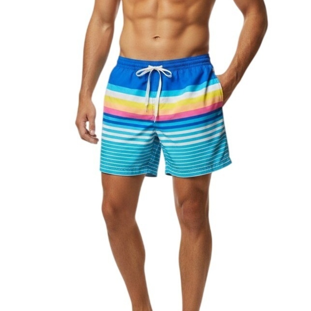 CHUBBIES The Newports Swim Trunks Mens XXL Blue Multicolor Striped